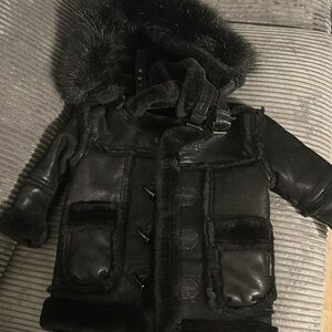 Black shearling jacket toddlers size 2